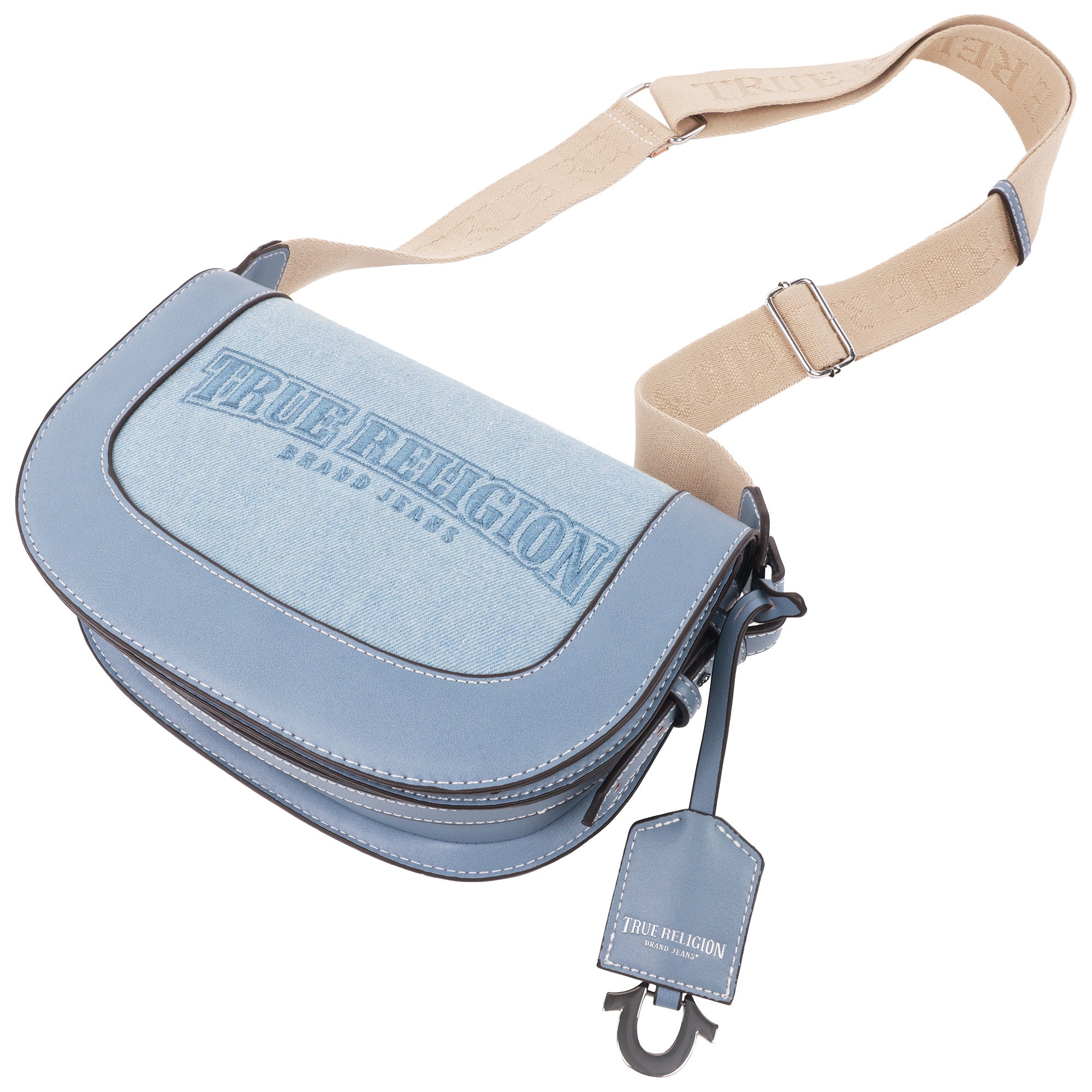 True Religion Dark Denim Logo Saddle Bag