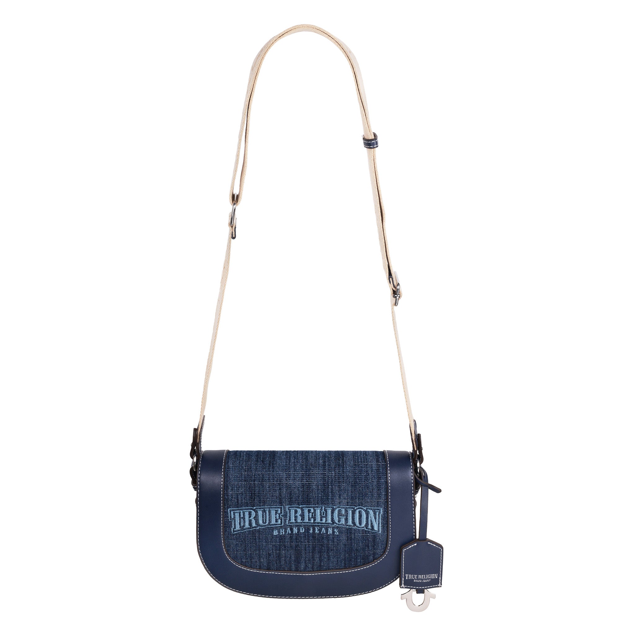 True Religion Dark Denim Logo Saddle Bag