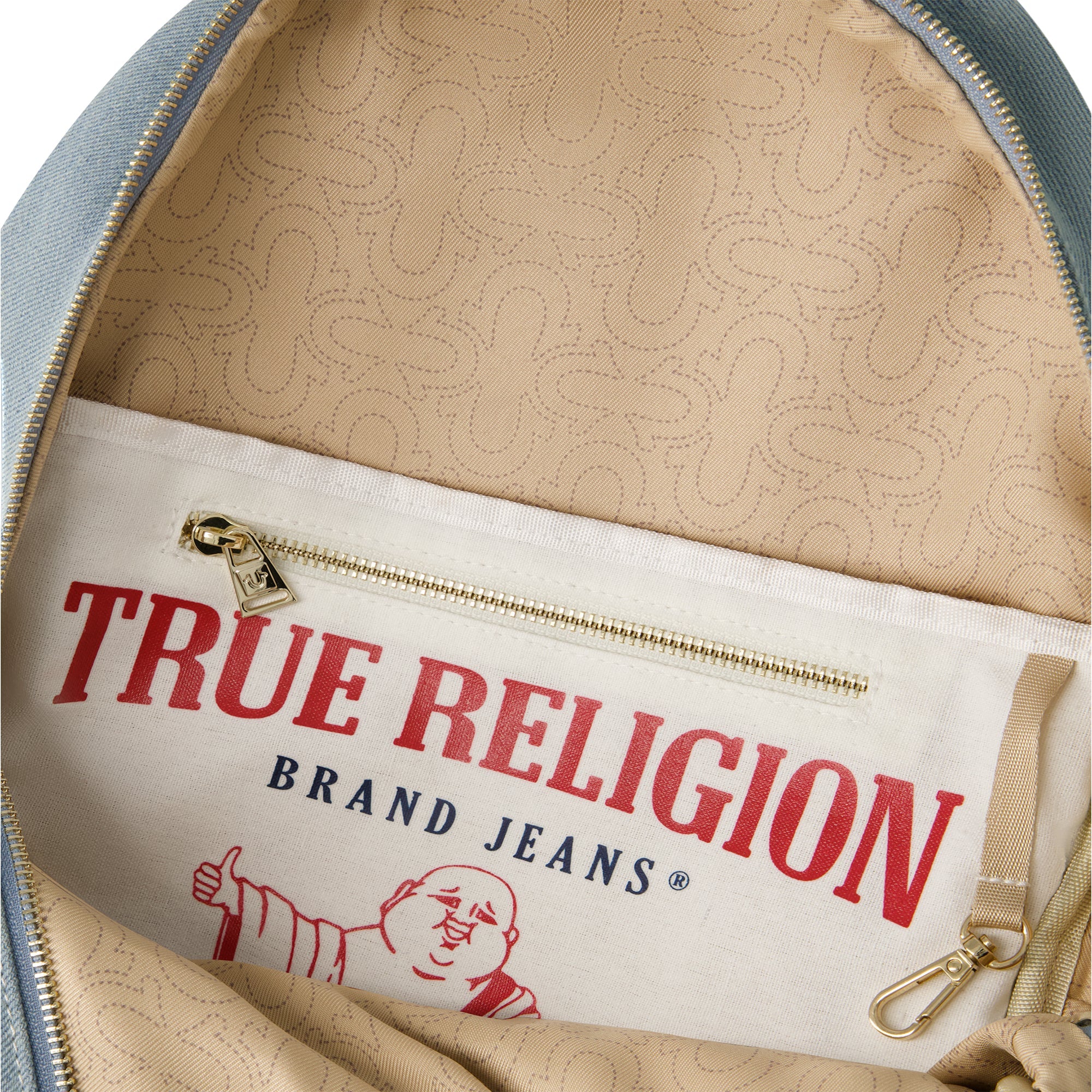 True Religion Zip Pocket Denim Horseshoe Backpack
