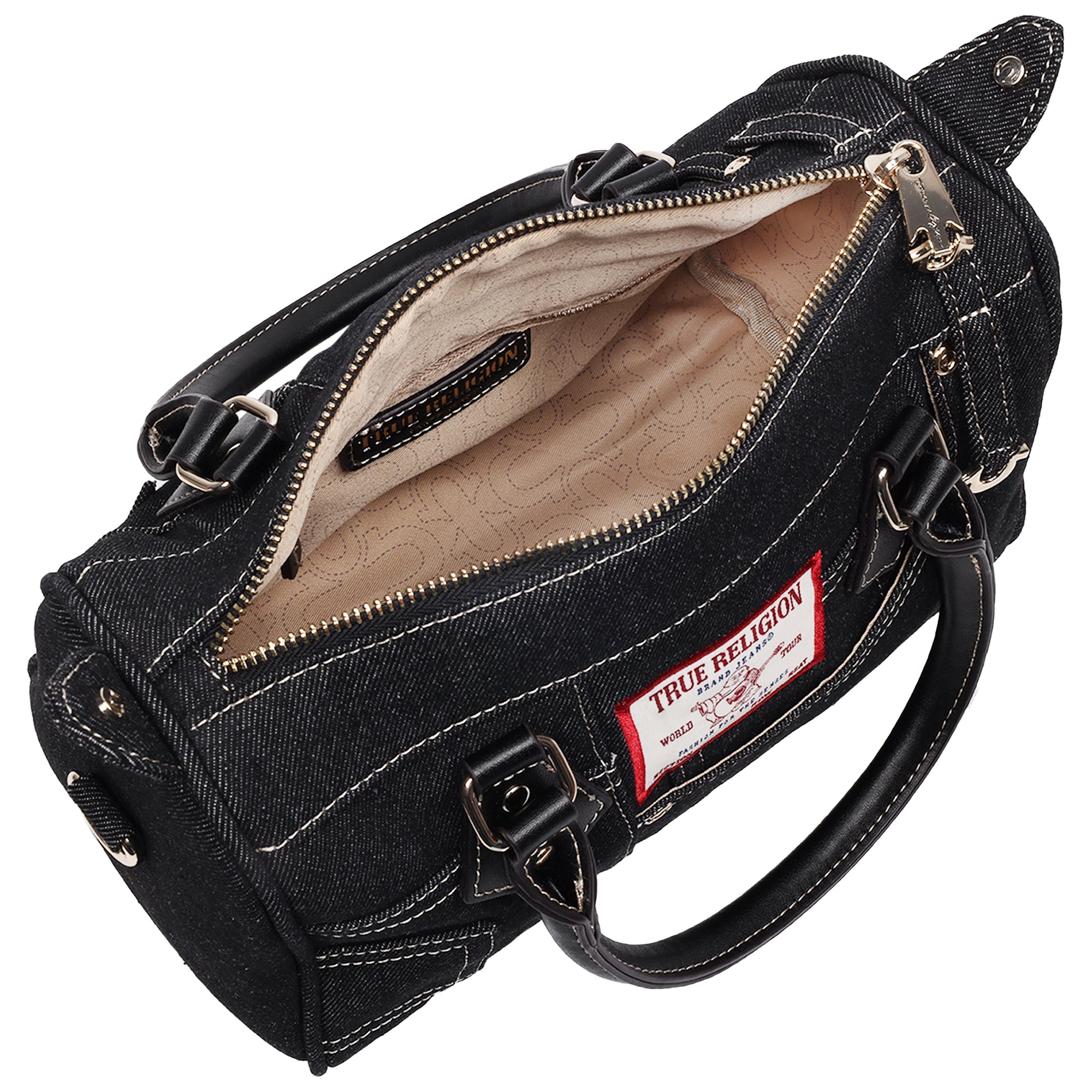 True Religion Denim Heritage Satchel With Top Handles & Crossbody Strap