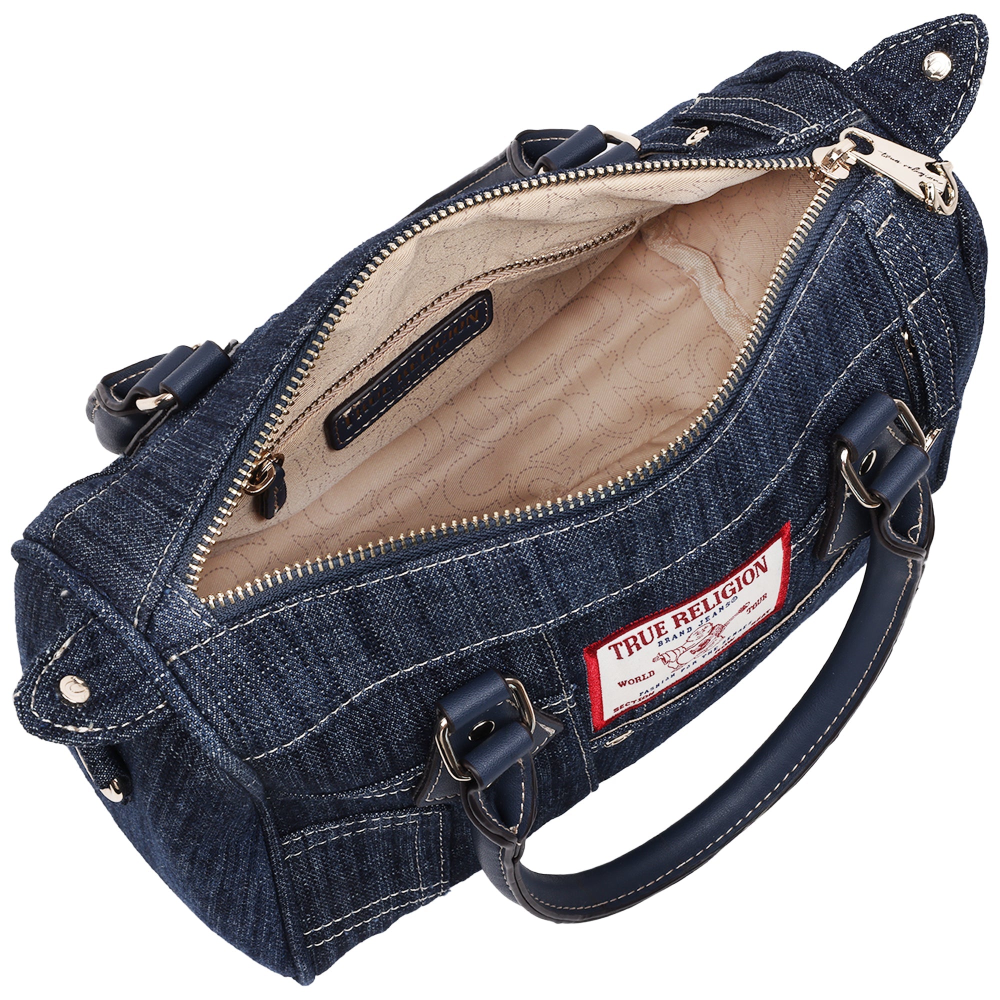 True Religion Denim Heritage Satchel With Top Handles & Crossbody Strap