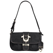 True Religion Double Pocket Denim Satchel With Horseshoe Hardware