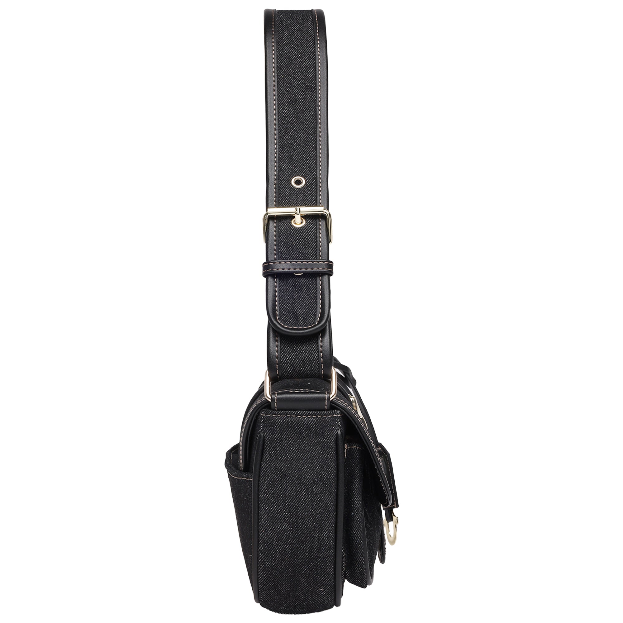 True Religion Double Pocket Denim Satchel With Horseshoe Hardware