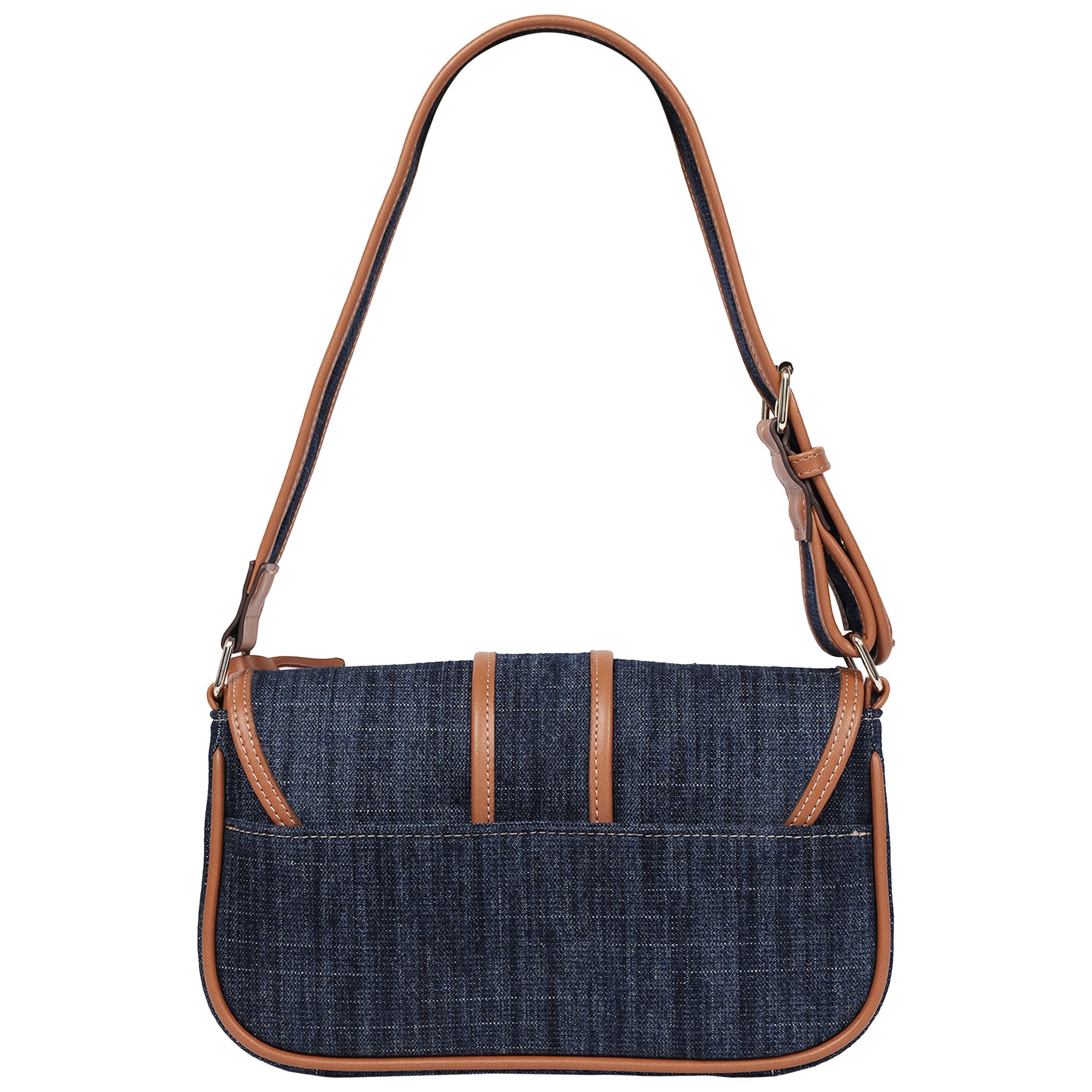 True Religion Double Pocket Denim Satchel With Horseshoe Hardware