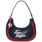 True Religion Wing Motif Denim Hobo Bag