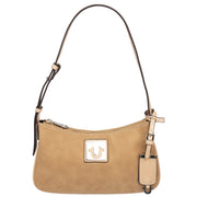 True Religion Logo Plaque Suede Shoulder Bag