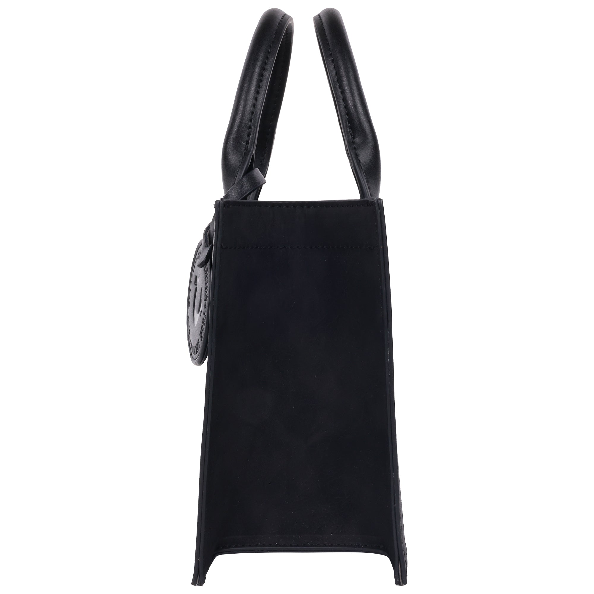 True Religion Suede Pu Box Tote With Logo Tag