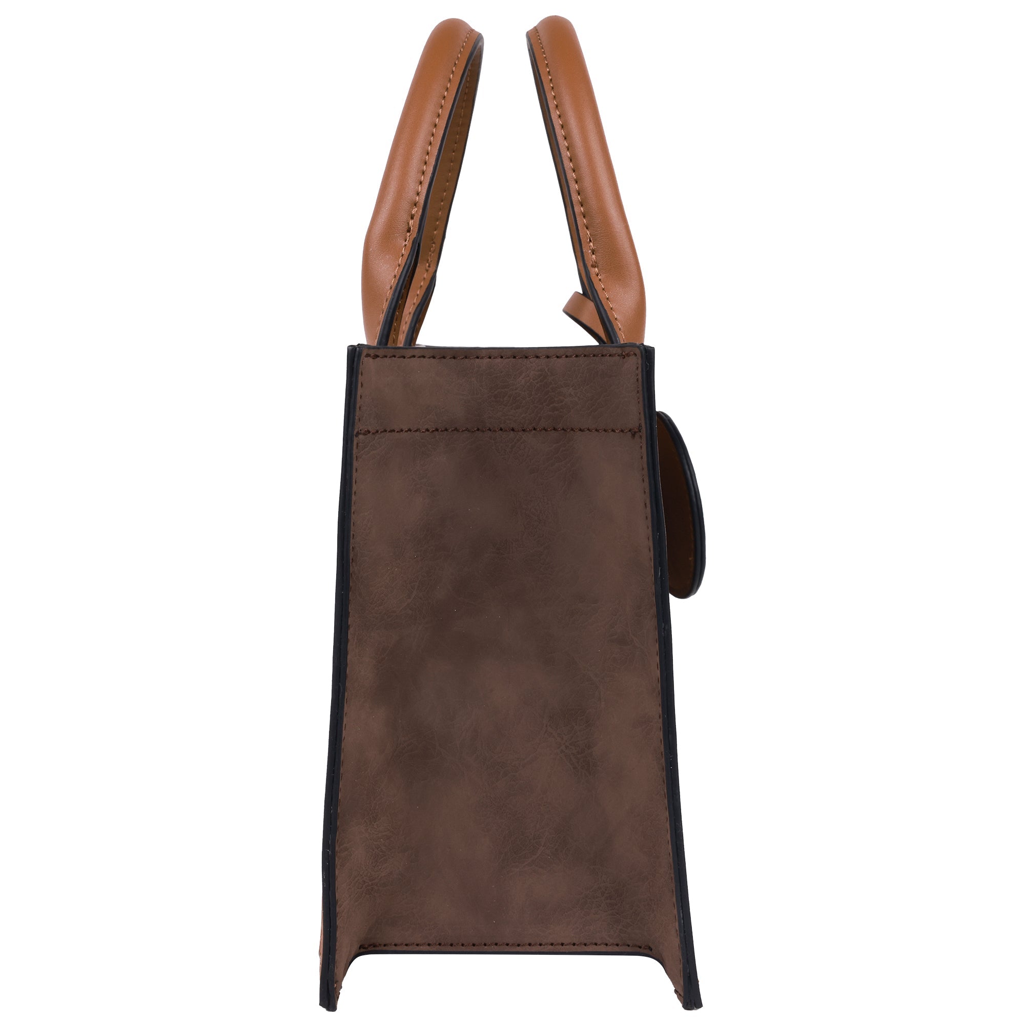 True Religion Suede Pu Box Tote With Logo Tag