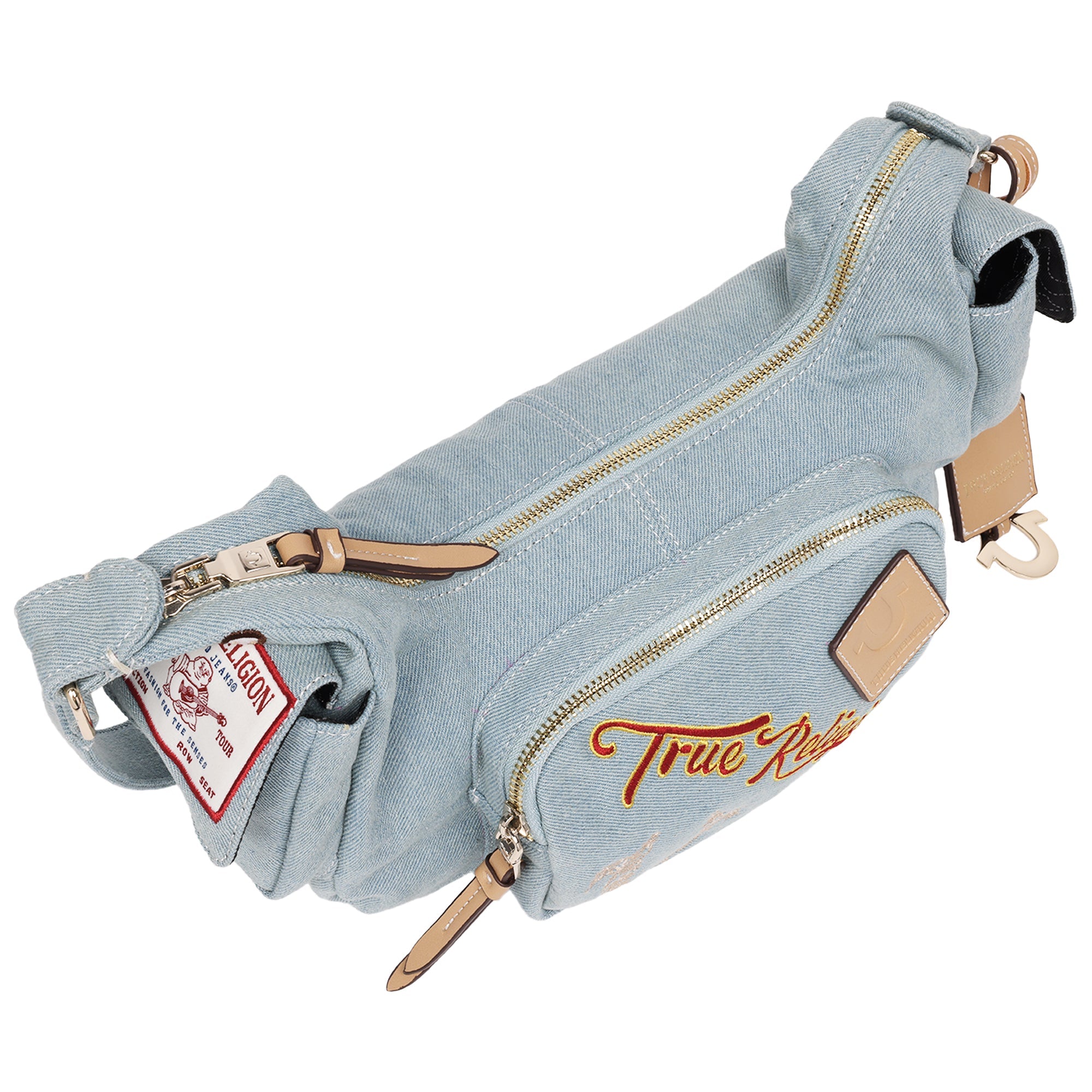 True Religion Multi-patch Denim Hobo Shoulder Bag