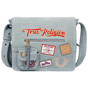 True Religion Multi Patch Denim Messenger Bag