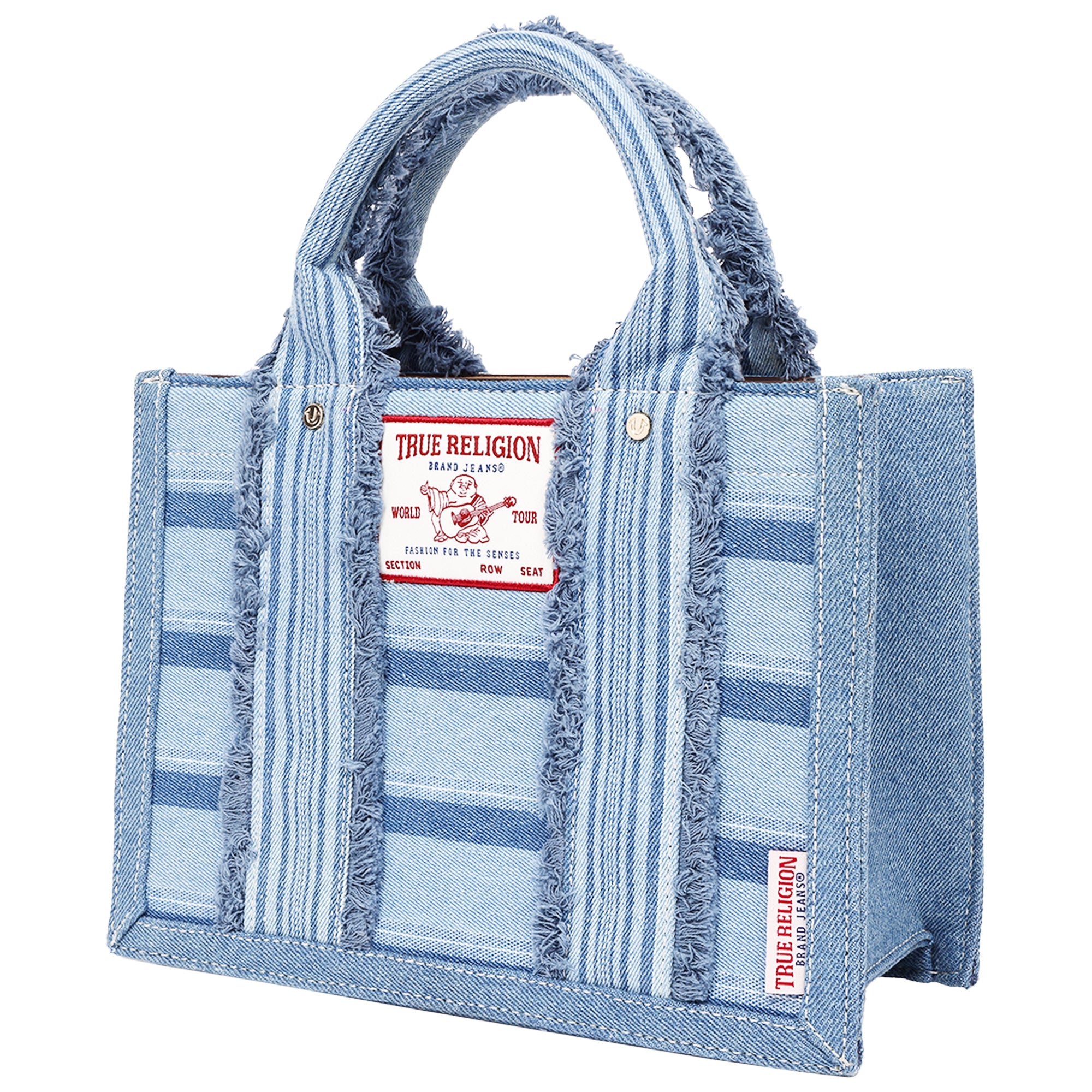 True Religion Multi-stripe Denim Modern Tote With Removable Crossbody Strap