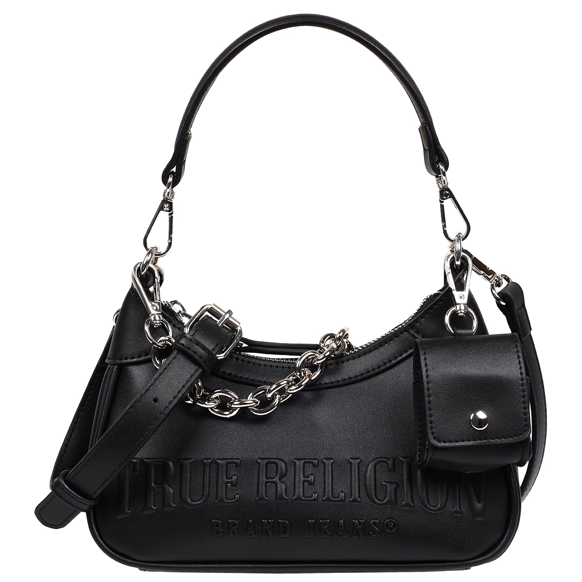 True Religion Trapunto Logo Zip-top Hobo
