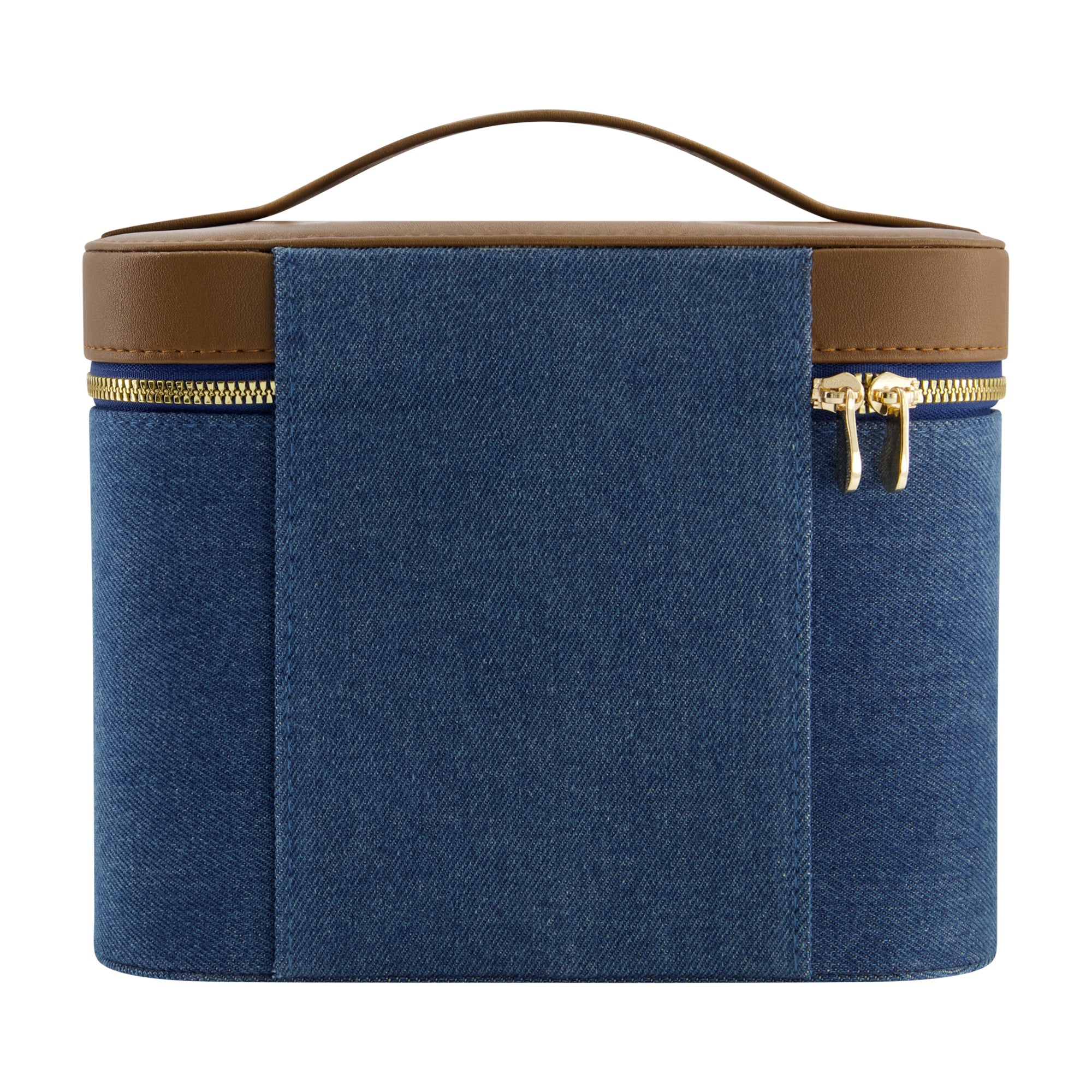 True Religion Large Denim Cosmetic Case With Mirror, Denim