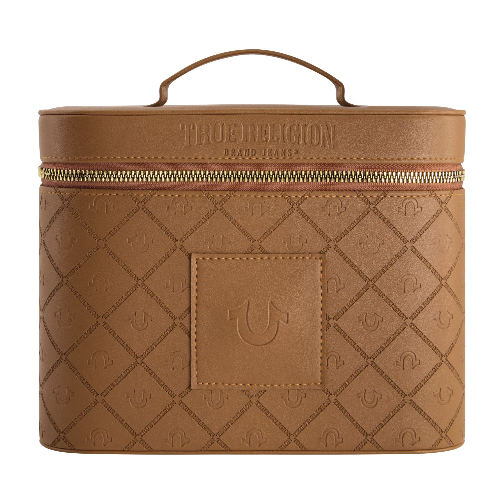 True Religion Large Cosmetic Case With Mirror, Brown/natu