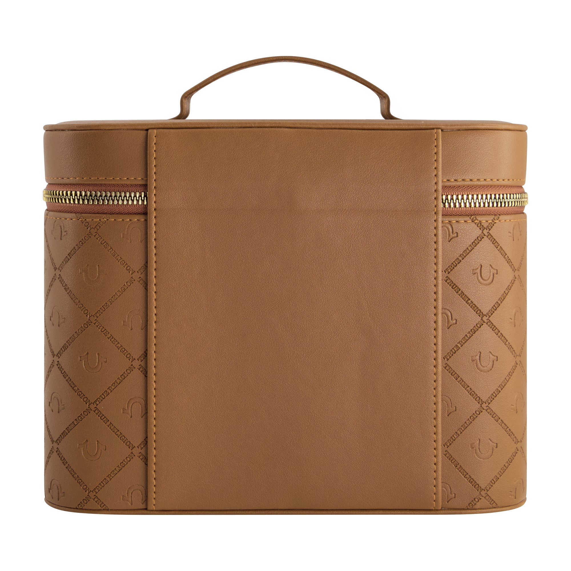True Religion Large Cosmetic Case With Mirror, Brown/natu