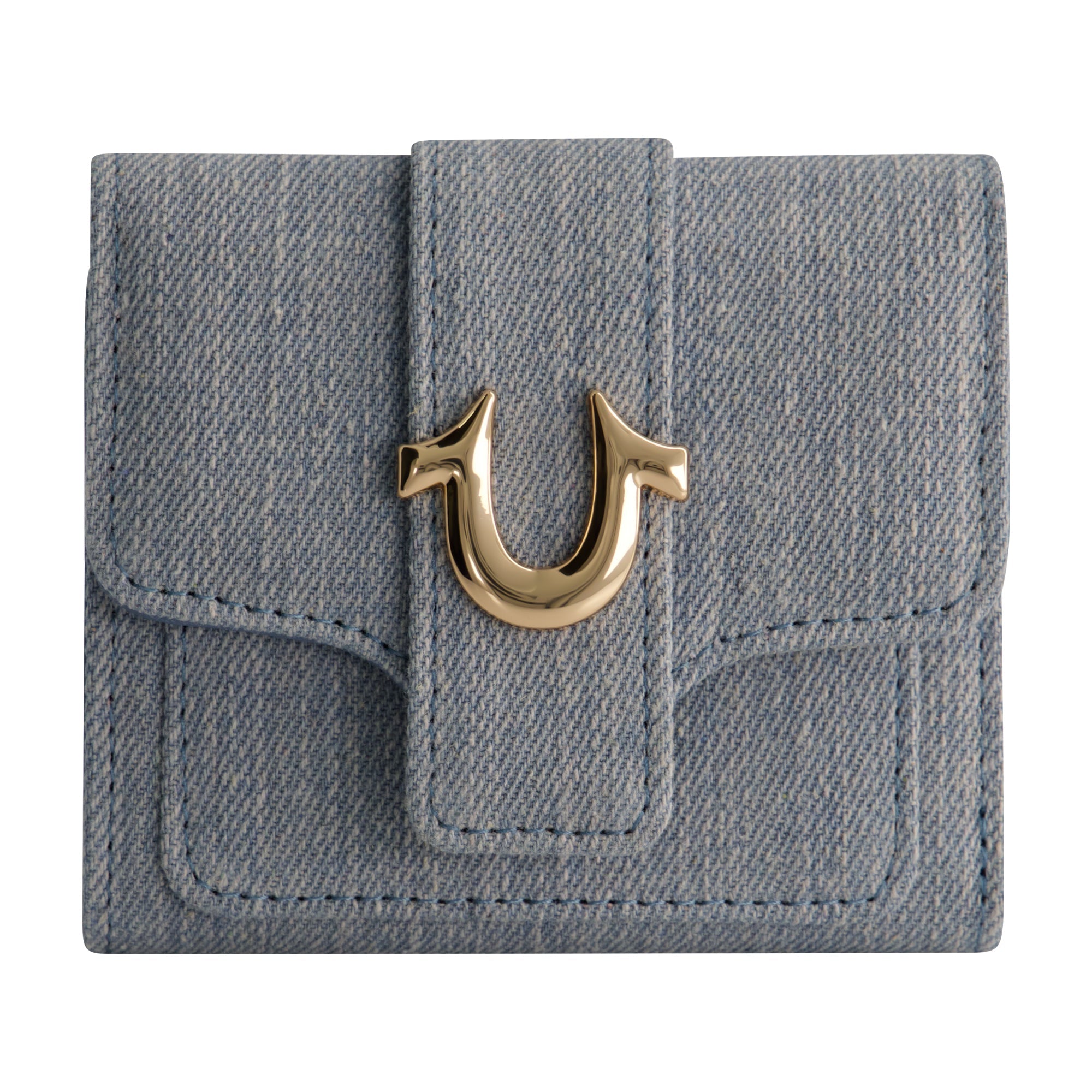 True Religion Denim Small Horseshoe Wallet, Light Blue