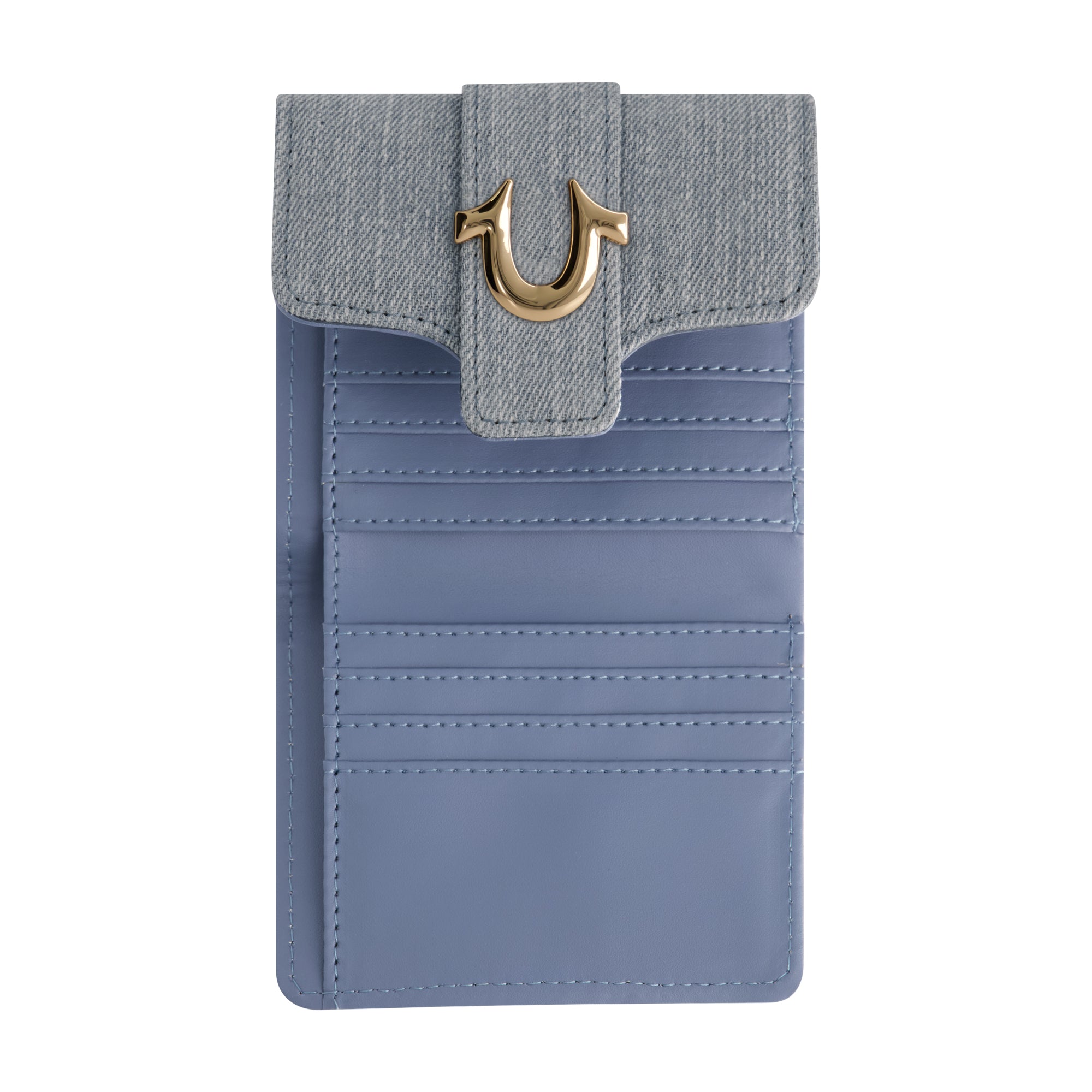 True Religion Denim Small Horseshoe Wallet, Light Blue