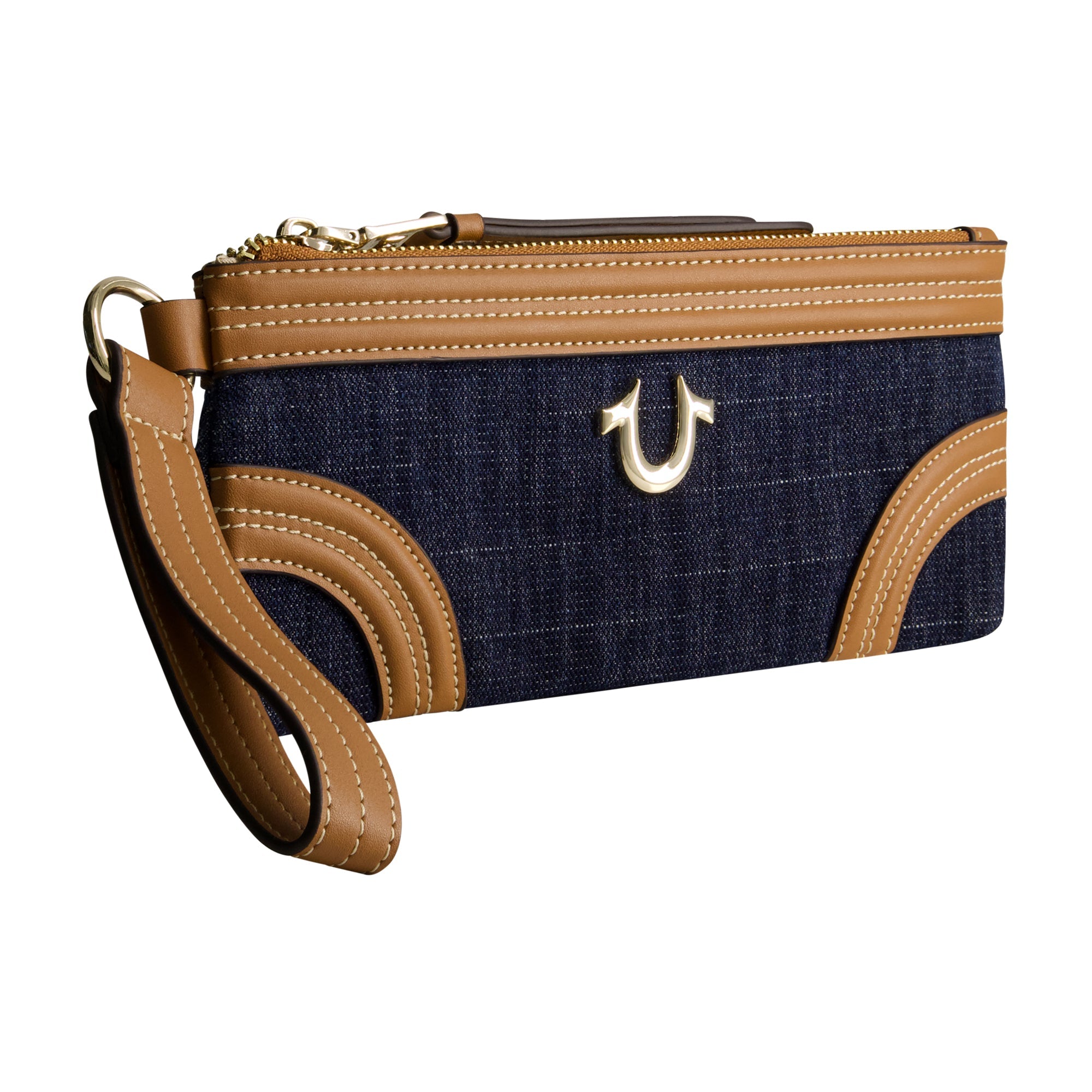 True Religion Horseshoe Denim Wristlet Wallet, Dark Denim