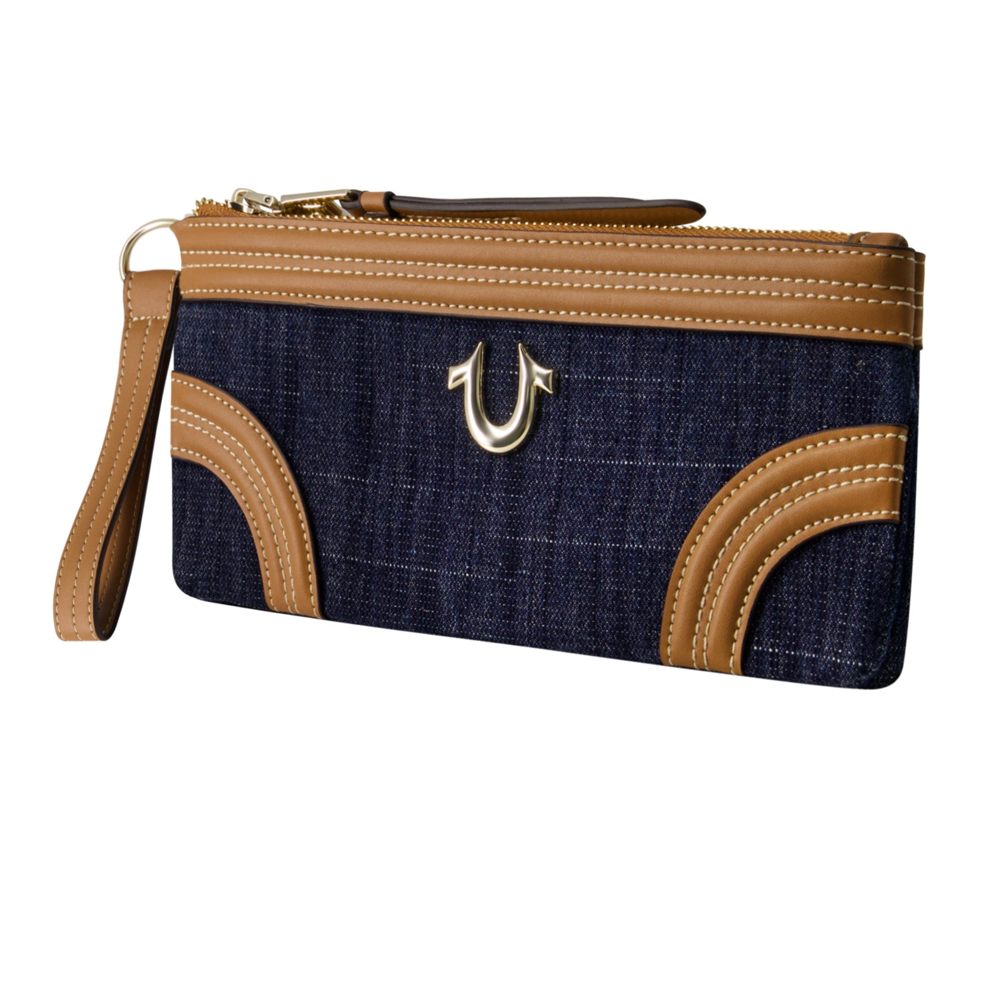 True Religion Horseshoe Denim Wristlet Wallet, Dark Denim