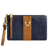 True Religion Horseshoe Denim Wristlet Pouch, Dark Denim