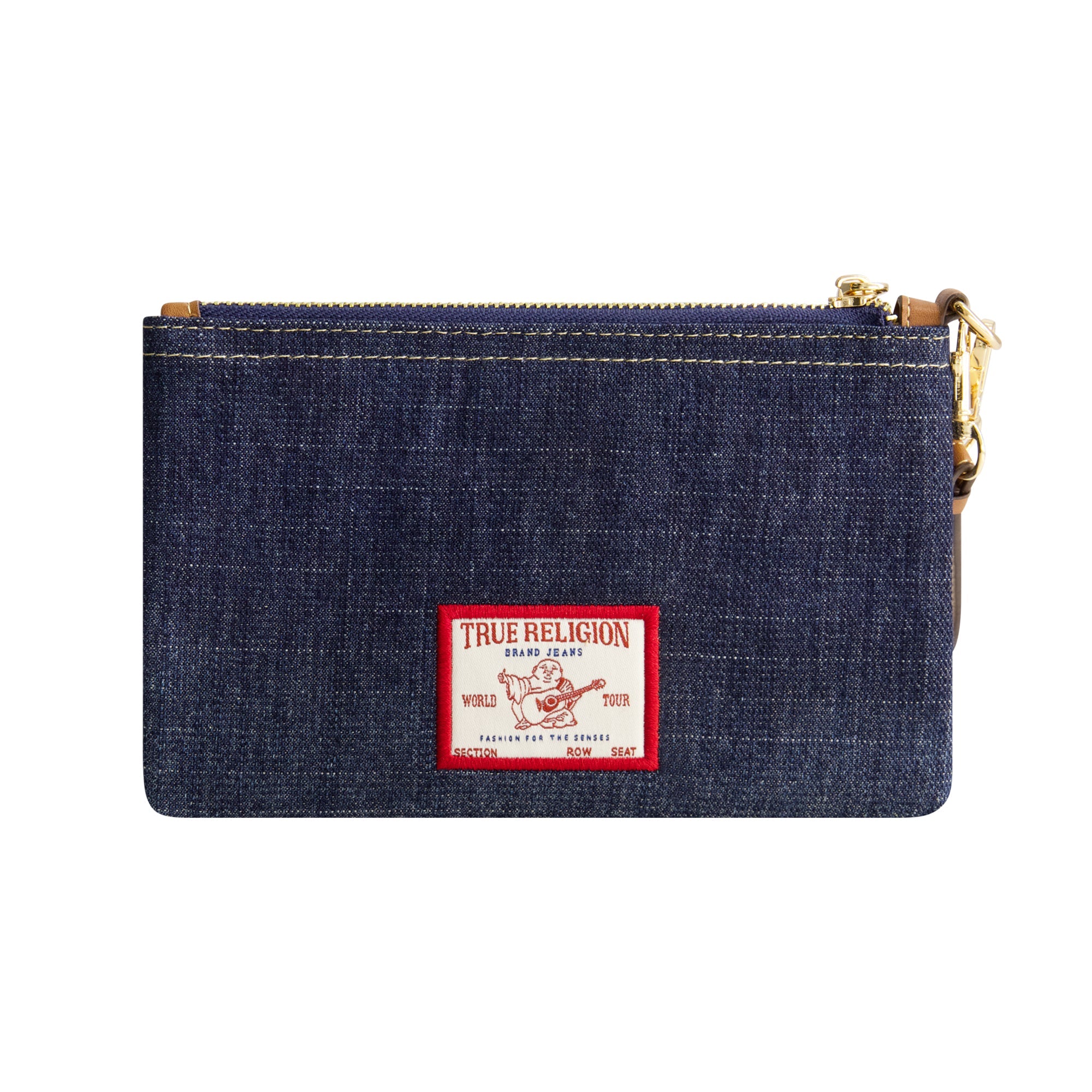 True Religion Horseshoe Denim Wristlet Pouch, Dark Denim