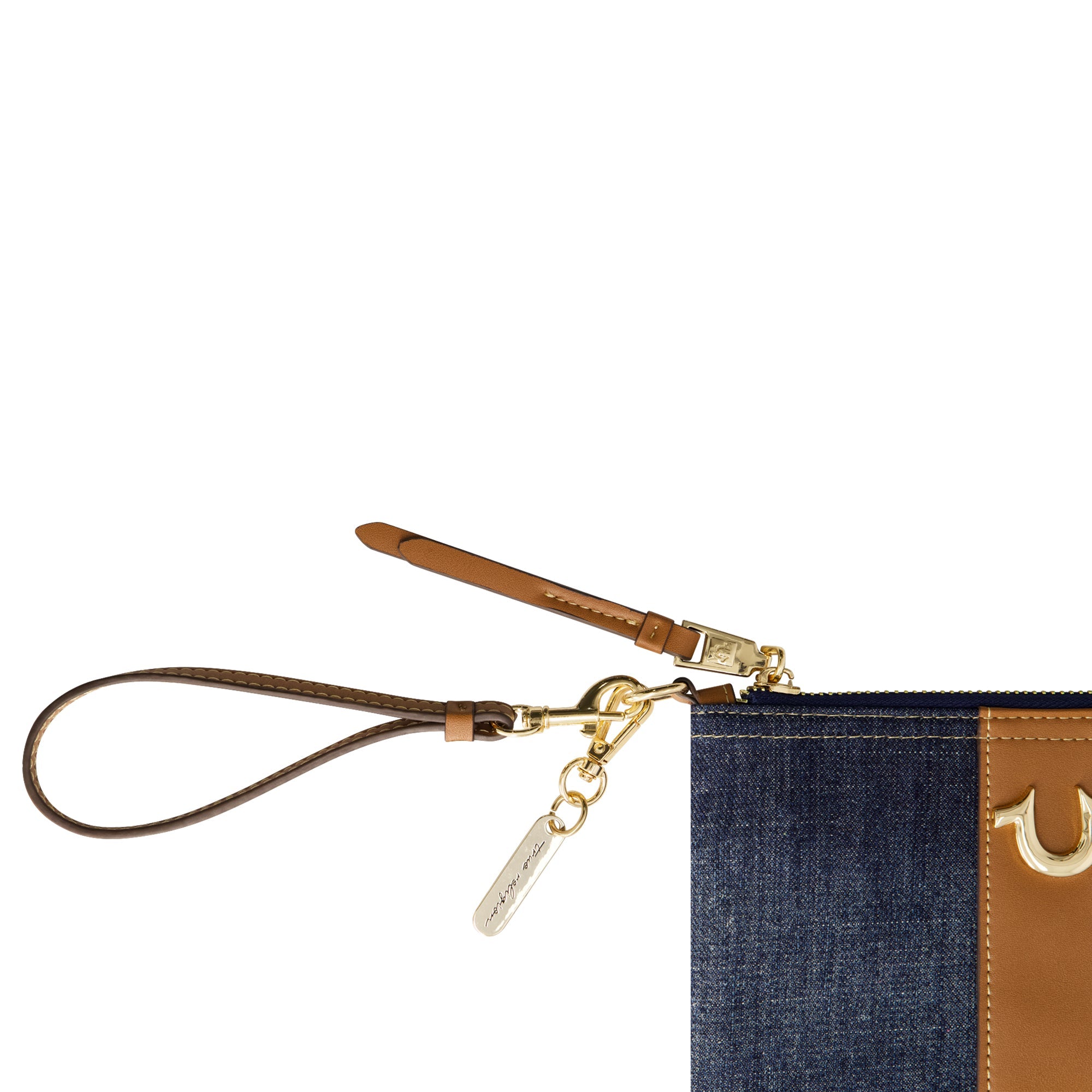 True Religion Horseshoe Denim Wristlet Pouch, Dark Denim