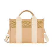 Tommy Bahama Raffia/pu Logo Webbing Modern Tote, Tan