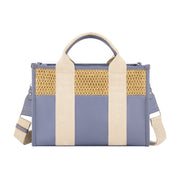 Tommy Bahama Raffia/pu Logo Webbing Modern Tote, Navy