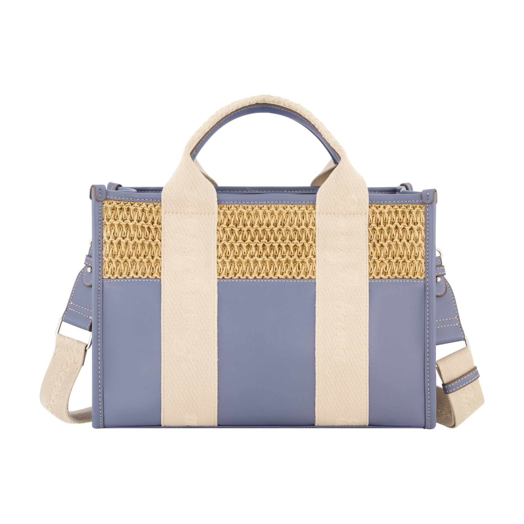 Tommy Bahama Raffia/PU Logo Webbing Modern Tote, Navy