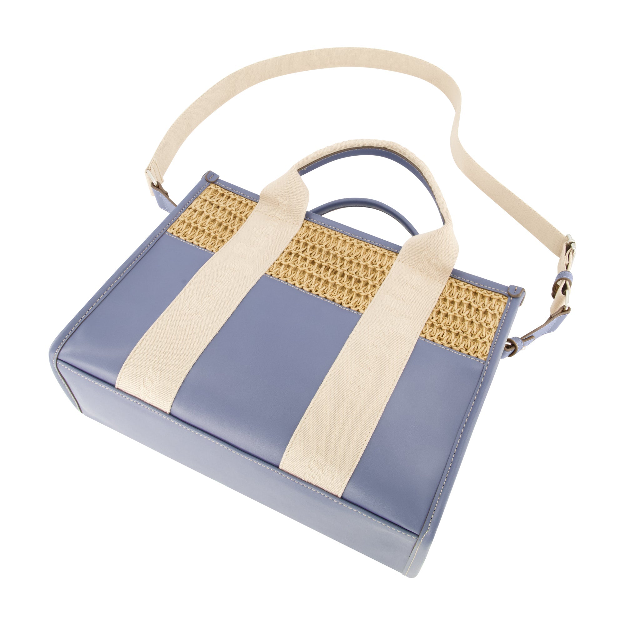 Tommy Bahama Raffia/pu Logo Webbing Modern Tote, Navy