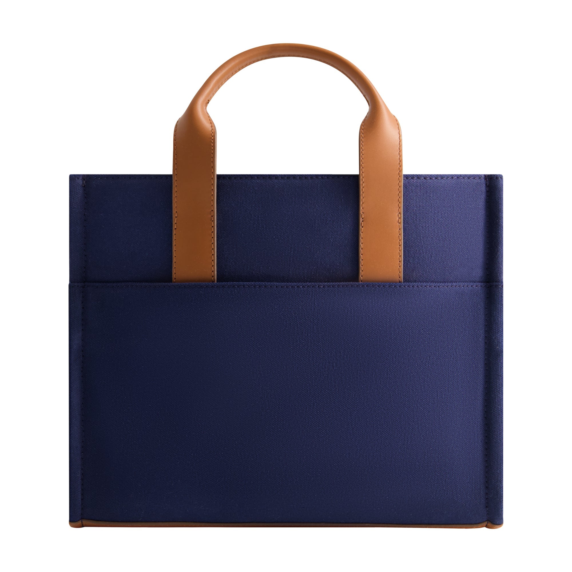 Tommy Bahama Solid Canvas Mediium Tote With Leather Trim, Navy/tan