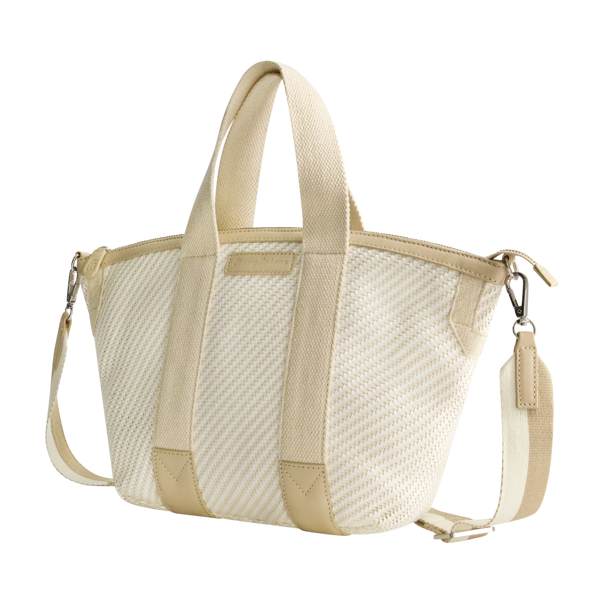 Tommy Bahama Soft Woven Zip-top Tote, Tan/white