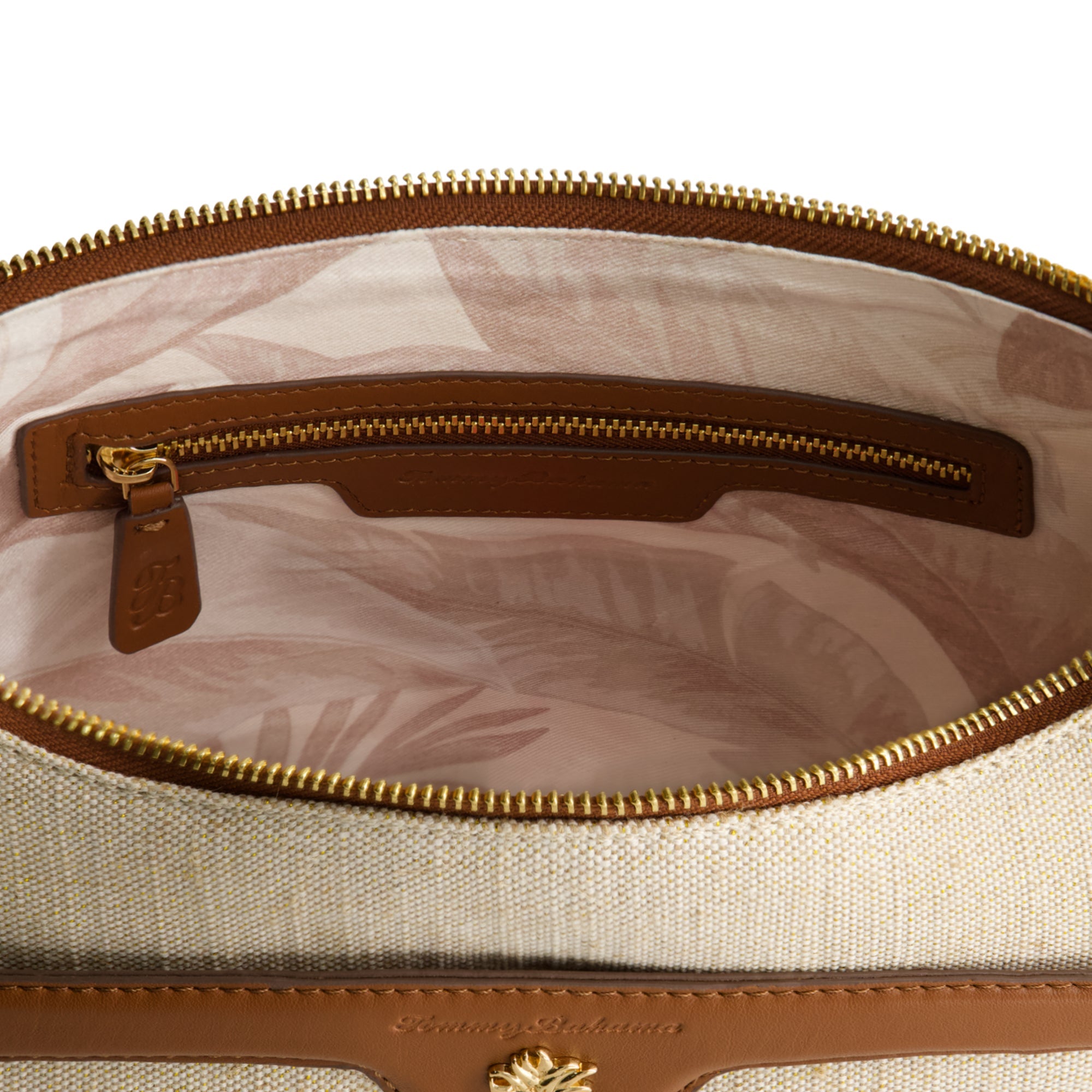 Tommy Bahama Lurex Linen Zip-top Hobo, Natural