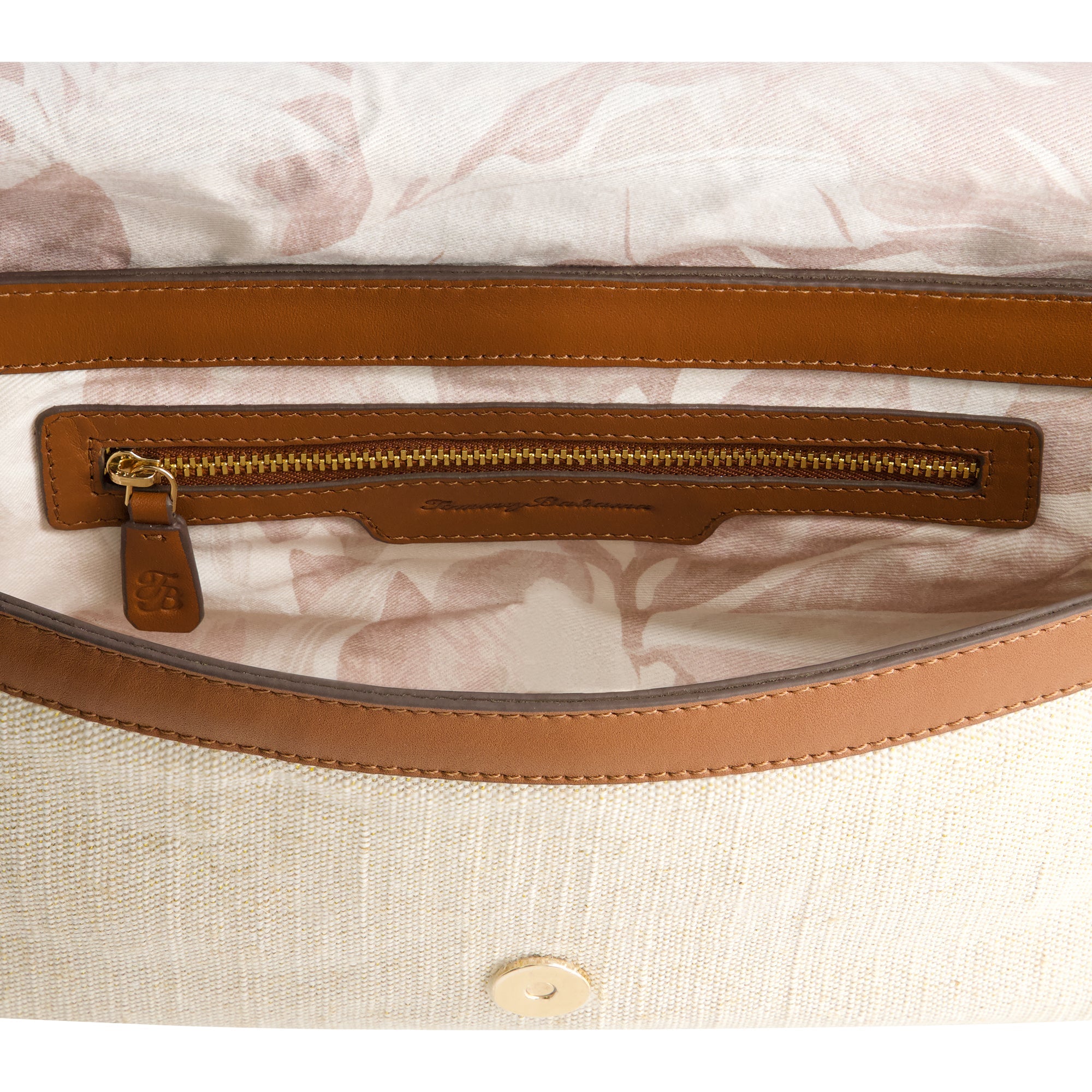 Tommy Bahama Lurex Linen Long Flap Crossbody, Natural