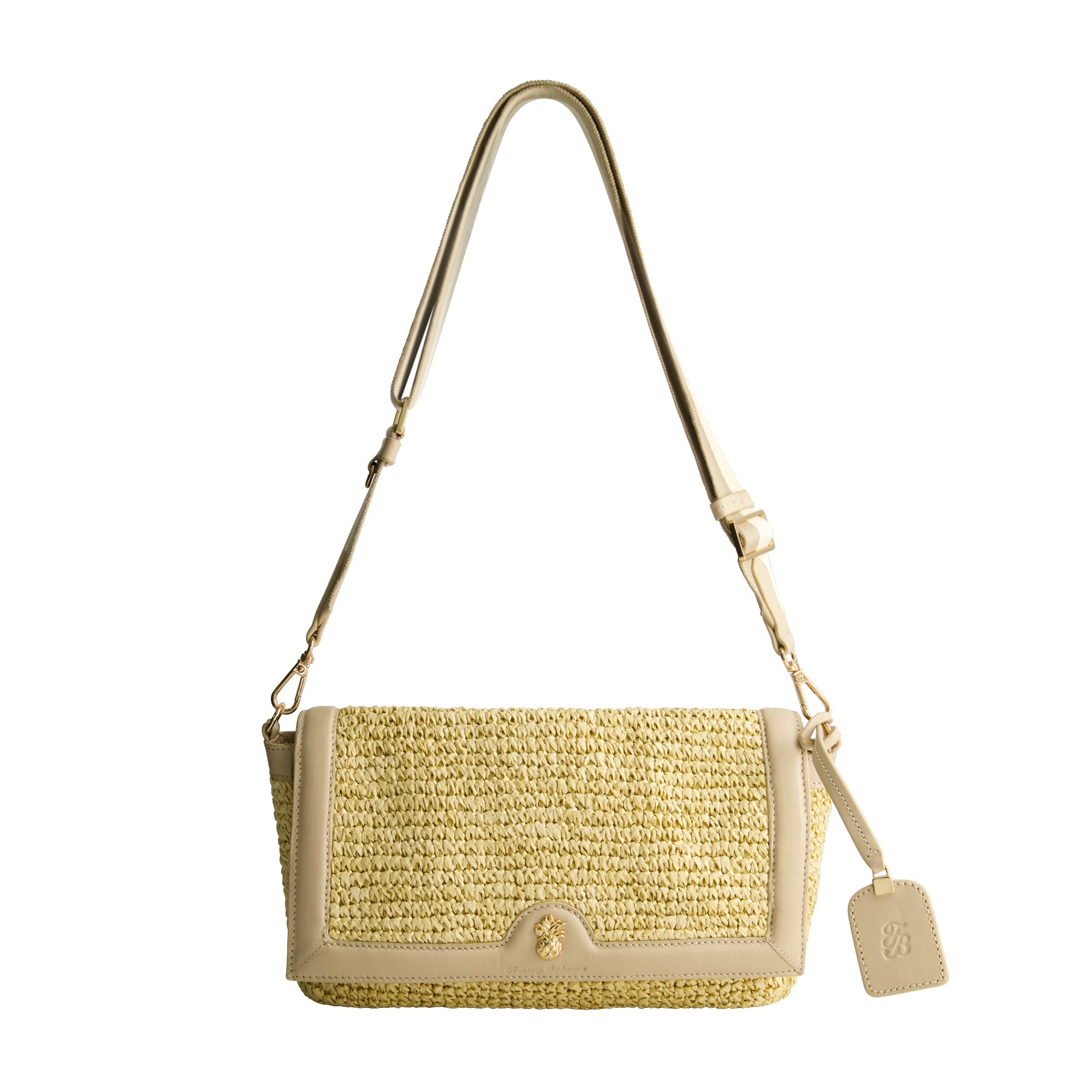 Tommy Bahama Soft Straw Long Flap Crossbody, Tan