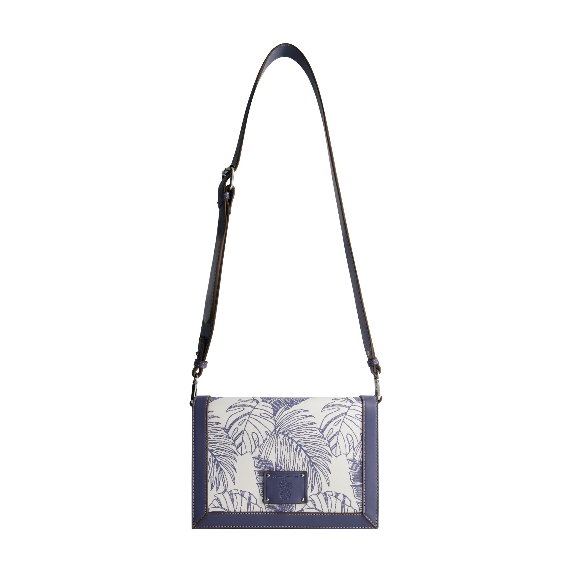 Tommy Bahama Graphic Leaf Print City Handbag, Navy