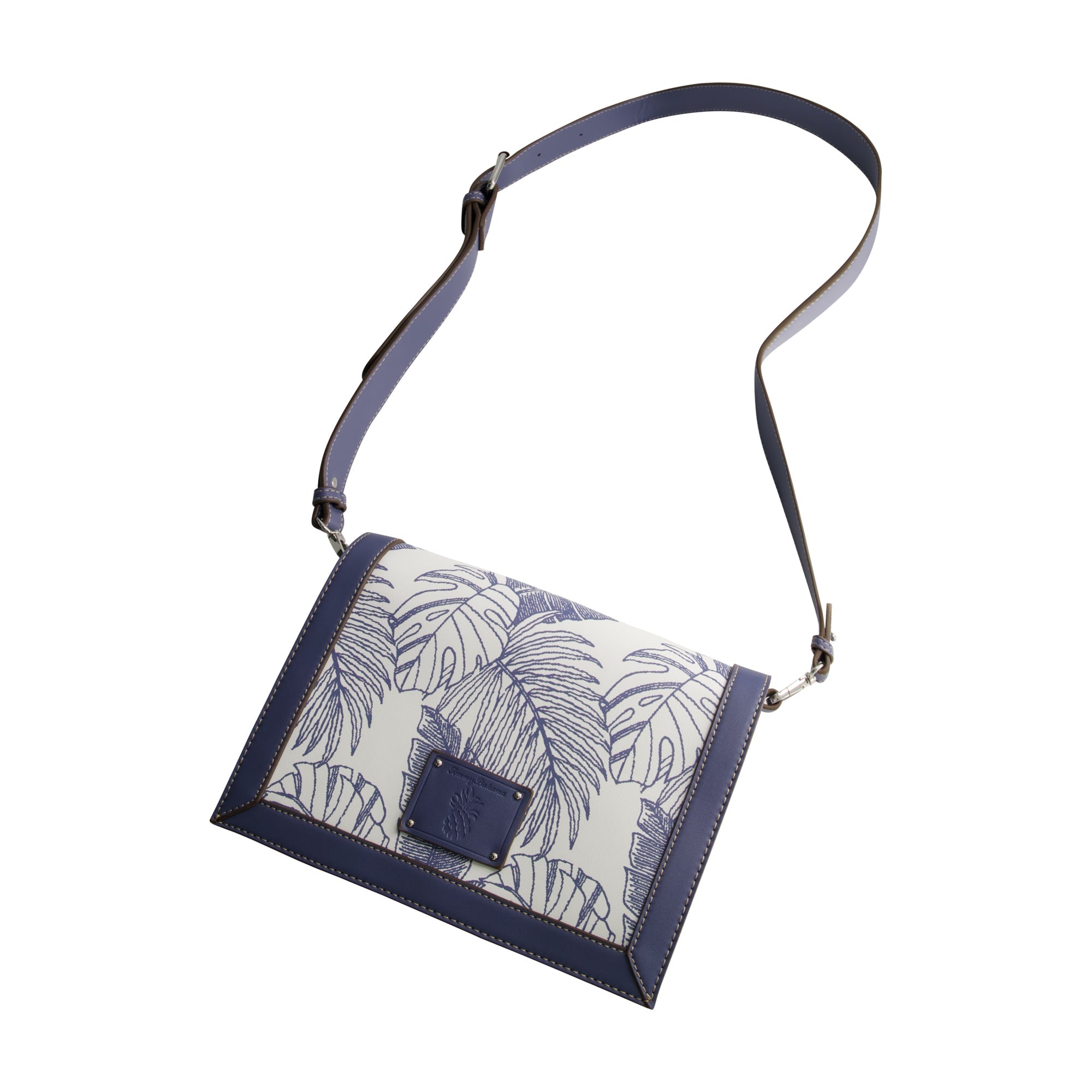 Tommy Bahama Graphic Leaf Print City Handbag, Navy