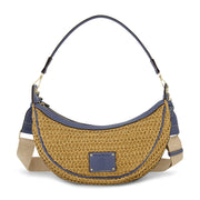 Tommy Bahama Raffia Crescent Hobo Bag, Navy