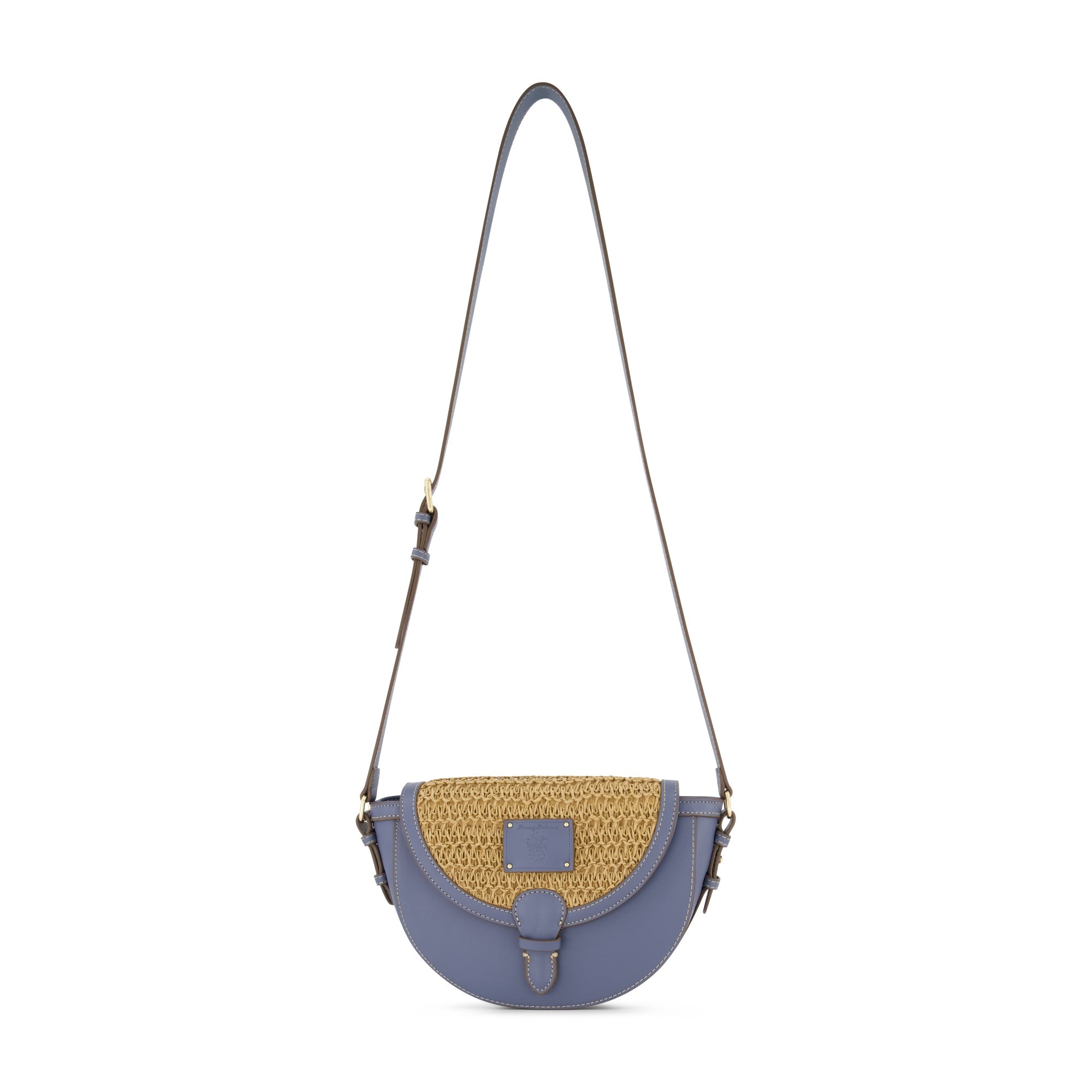 Tommy Bahama Raffia/PU Crossbody Flap Bag, Navy