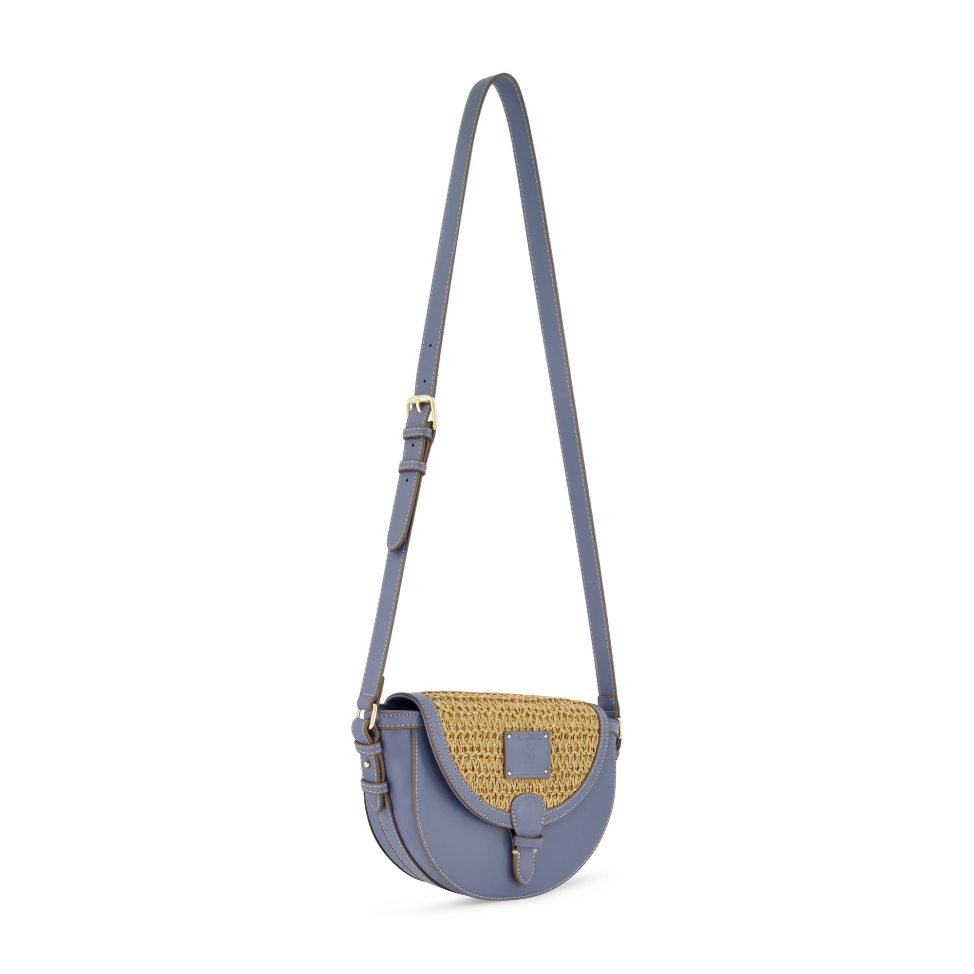 Tommy Bahama Raffia/PU Crossbody Flap Bag, Navy