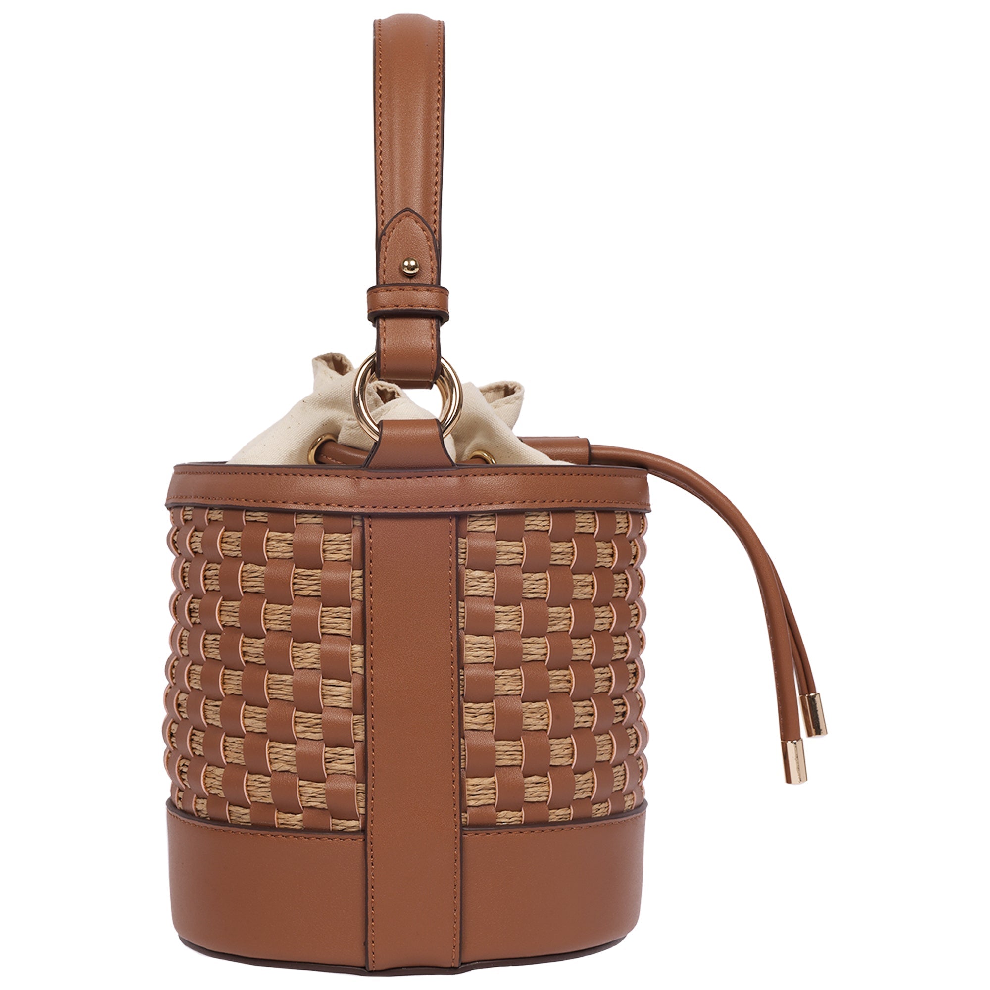 Tommy Bahama Raffia & Woven Drawstring Bucket Bag – Convertible Top Handle & Crossbody