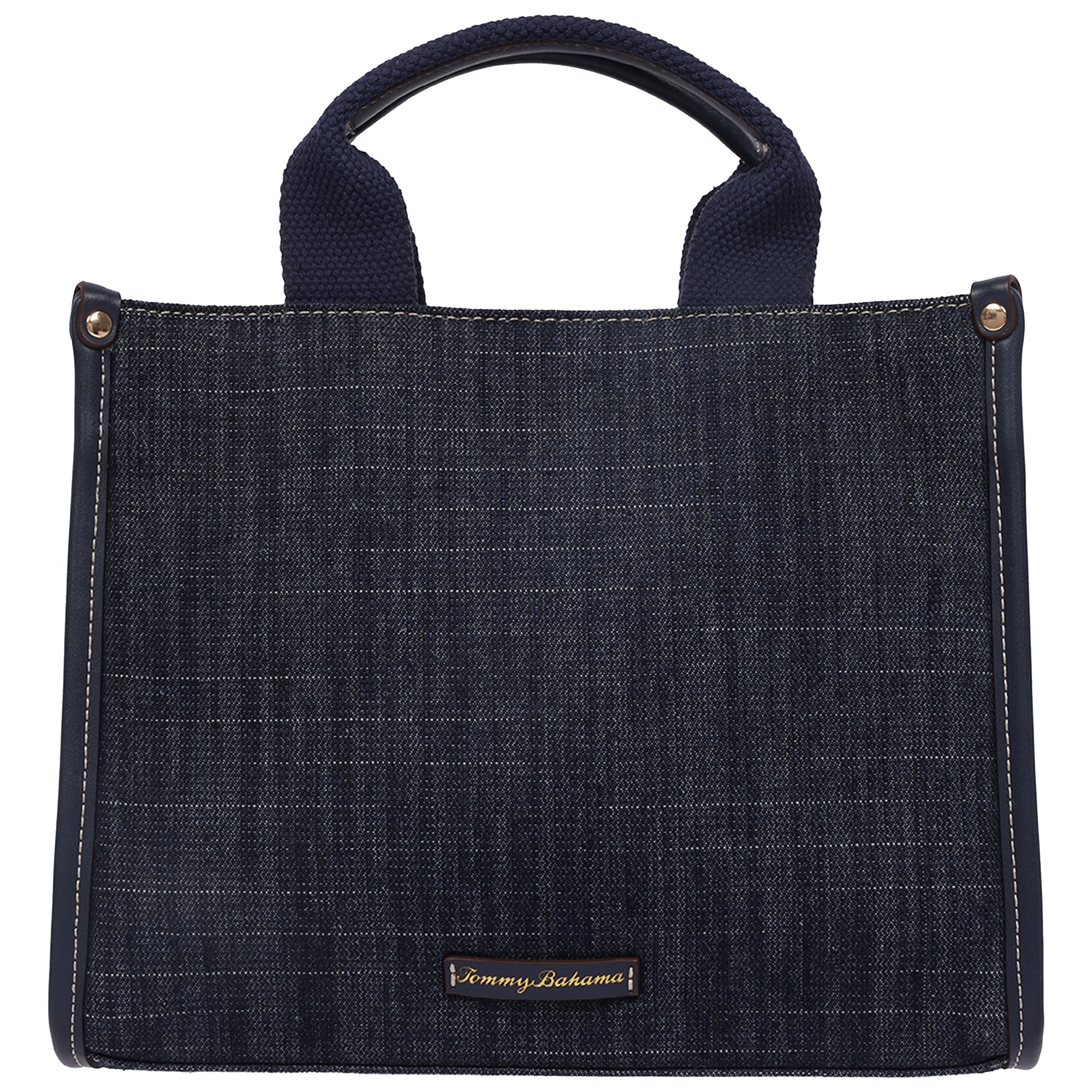 Tommy Bahama Dorothy Medium Denim Tote – Embroidered Leaf Convertible Top Handle & Crossbody Bag