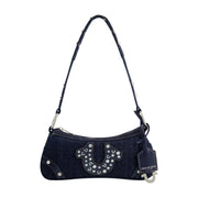Studded Horseshoe De True Religion Horseshoe Denim Shoulder Bag, Denim