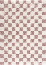Atira Pink Checkered Shag Rug