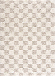 Atira Light Brown Checkered Area Rug