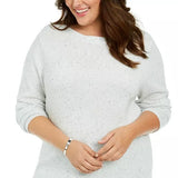 Karen Scott Women's Plus Size Curved Hem Tunic  Natural Size 2X