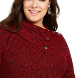 Style & Co Women's Plus Button Trim Sweater Red Size 0X