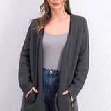 Charter Club Women's Milano Cotton Open-Front Cardigan Gray Size X-Large