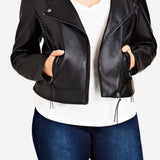 City Chic Women's Trendy Plus Size Biker Jacket Black Size 20W