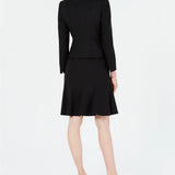 Le Suit Women's Three Button Diamond Jacquard Skirt Suit Black Size 8